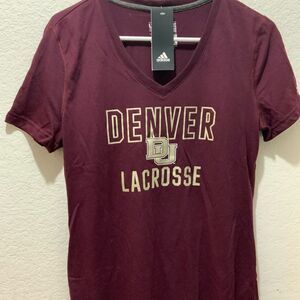 New Adidas Denver  Lacrosse Climalite V Neck T Shirt NWT Size M
